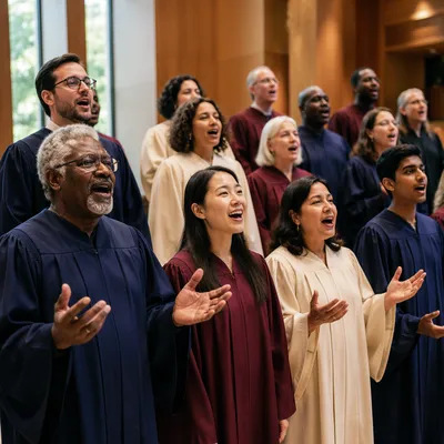 Diverse Choir Singing in Recital Hall