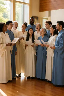 Diverse Choir Singing in Community Hall