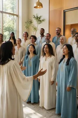 Diverse Choir Singing in Community Hall