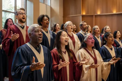 Diverse Choir Singing in Recital Hall