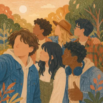 Joyful Diverse Friends in Sunny Park