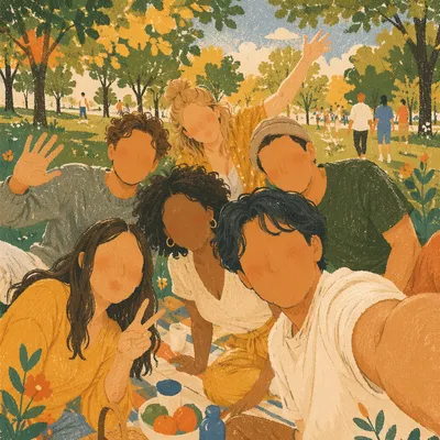 Joyful Diverse Friends in Sunny Park