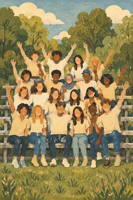 Joyful Diverse Friends Gathering in Park