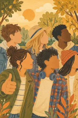 Joyful Diverse Friends in Autumn Park
