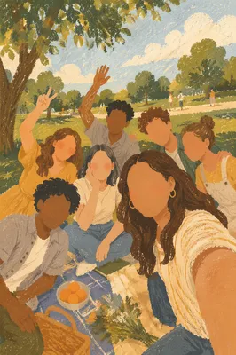 Joyful Diverse Friends in Sunny Park