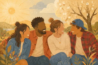 Diverse Friends Laughing in Autumn Park