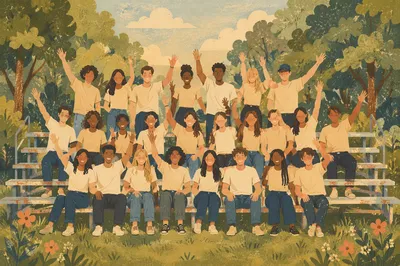 Joyful Diverse Friends Gathering in Park
