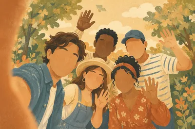 Diverse Friends Smiling in Sunny Park