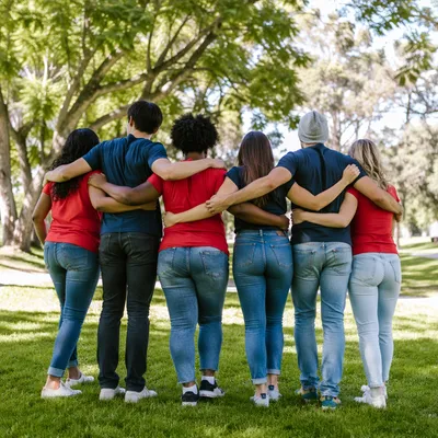 Diverse Friends Sharing Joy in Sunny Park