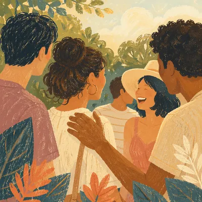 Joyful Diverse Friends in Golden Hour