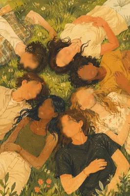 Joyful Diverse Friends Relaxing on Summer Grass