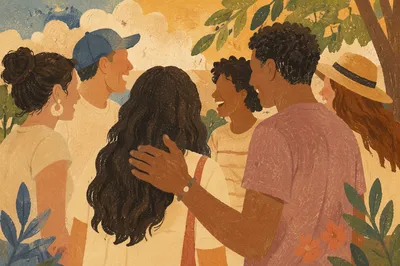 Joyful Diverse Friends in Golden Park