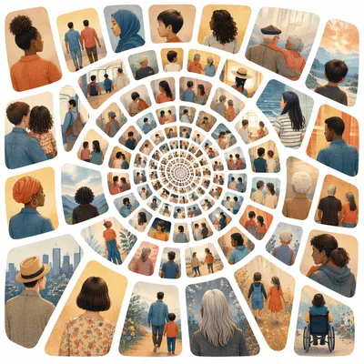 Multicultural Community Spiral Photo Collage