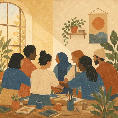 Diverse Community Circle in Warm Light