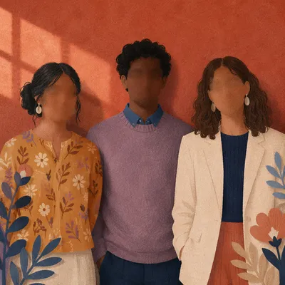 Multicultural Adults Together Against Terracotta Wall