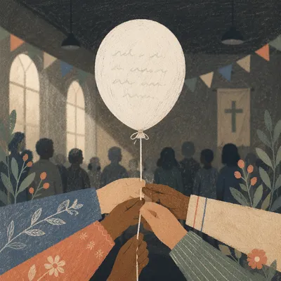 Multicultural Hands Holding White Balloon
