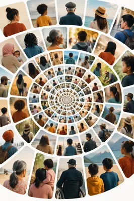 Multicultural Community Spiral Photo Collage
