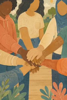 Multicultural Hands Stacked in Outdoor Unity