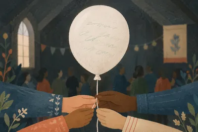 Multicultural Hands Holding White Unity Balloon