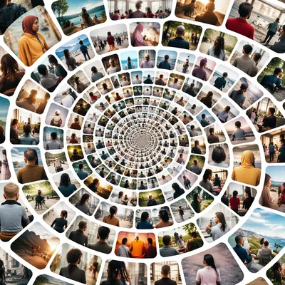 Multicultural Community Spiral Photo Collage