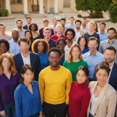 Multicultural Community Gathered in Urban Courtyard