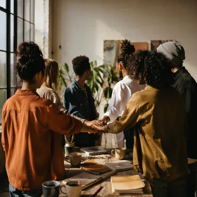 Diverse Community Circle in Warm Light