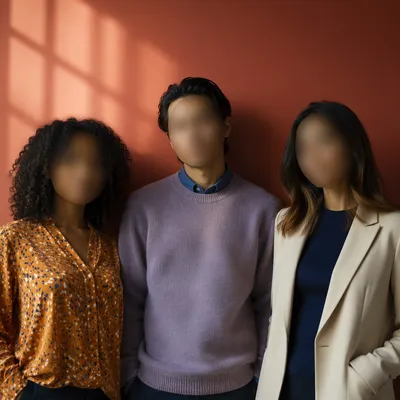 Multicultural Adults Together in Warm Studio Portrait