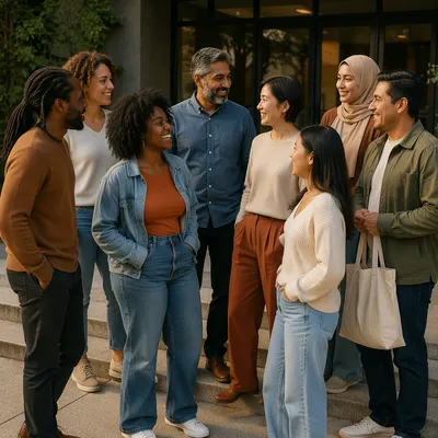 Diverse Friends Gathering at Community Center