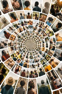 Multicultural Community Spiral Photo Collage