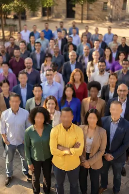 Multicultural Community Standing Together in Courtyard