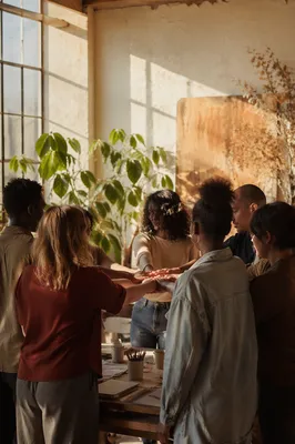 Multicultural Community Gathering in Warm Light