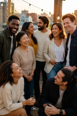 Diverse Friends Together on City Rooftop