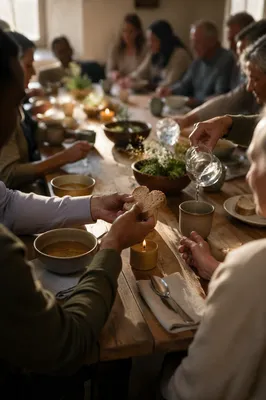 Multicultural Fellowship Around a Rustic Table