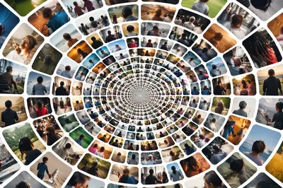 Multicultural Community Spiral Photo Collage