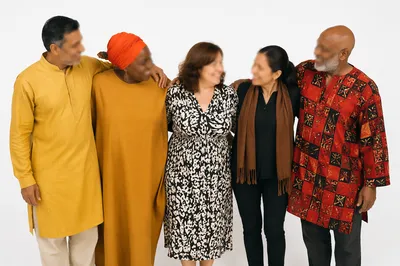 Multicultural Friends Standing Together in Studio