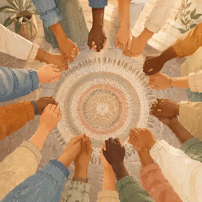 Diverse Prayer Circle Hands in Unity