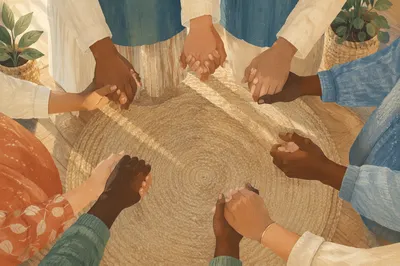Diverse Prayer Circle Hands in Unity