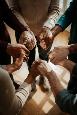 Diverse Prayer Circle Hands in Unity