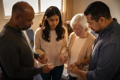 Diverse Prayer Circle in Morning Light