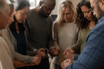 Diverse Adults Holding Hands in Circle