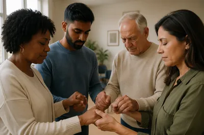 Diverse Group Holding Hands in Prayer