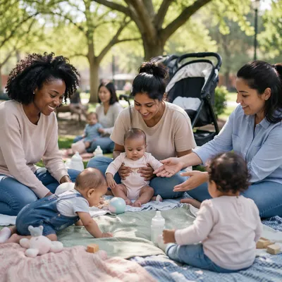 Mothers and Babies Playdate in Park