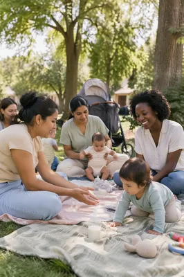 Diverse Mothers and Babies in Park