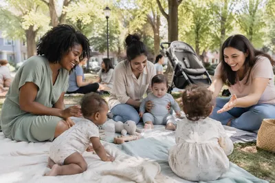 Mothers and Babies Playdate in Park