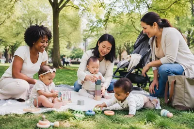 Mothers and Babies Playdate in Park