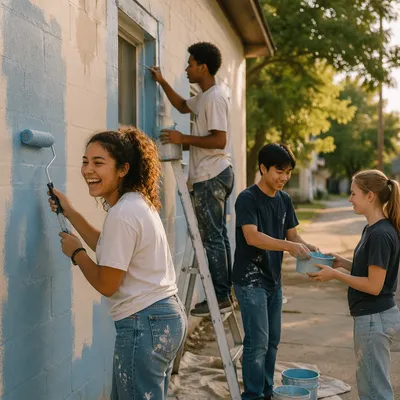 Teens Repainting Community Building Together
