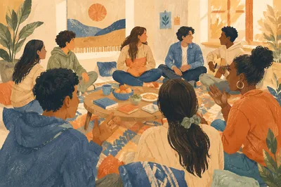 Joyful Diverse Youth Fellowship in Warm Light