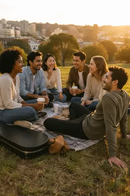 Diverse Young Adults Laughing in Park Fellowship