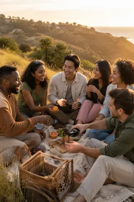 Diverse Youth Fellowship Picnic at Golden Hour