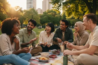Diverse Young Friends Laughing in Park